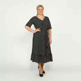 Платье оригинального кроя с принтом и поясом