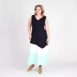 Платье прилегающего силуэта с V-образным вырезом и контрастными вставками