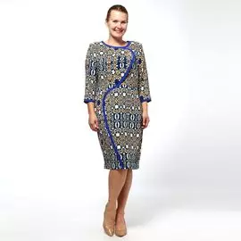 Платье приталенного кроя с контрастными вставками