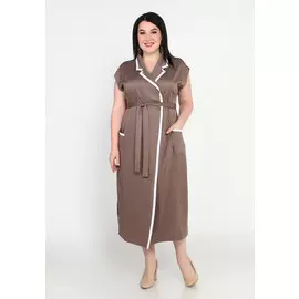 Платье с контрастной отделкой и поясом