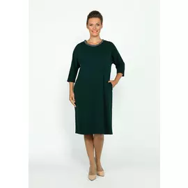 Платье с круглым воротом с бисером