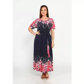 Платье с поясом и купонным принтом