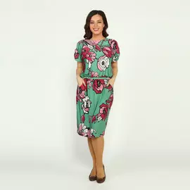 Платье с принтом и резинкой на поясе