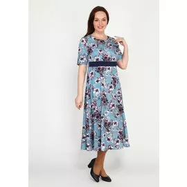 Платье с ярким рисунком и коротким рукавом