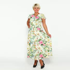 Платье с рукавами-крылышками и принтом