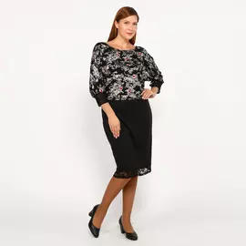 Платье с рукавом "летучая мышь" и принтом