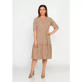 Платье с V-образным вырезом и рисунком