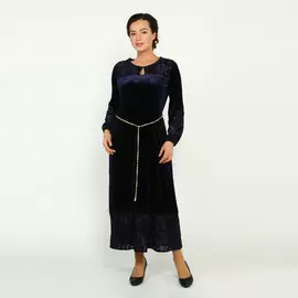 Платье со вставками из панбархата