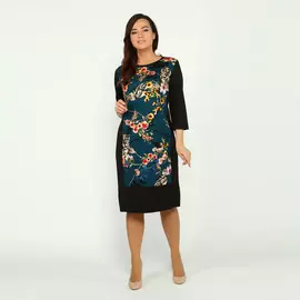 Платье со вставкой из цветочного принта