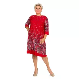 Платье свободное с круглым вырезом