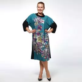 Платье свободного кроя с абстрактным принтом «Фиалка»