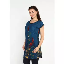 Платье-туника свободного силуэта с рисунком