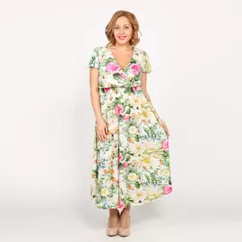 Платье в пол с принтом "Цветы"