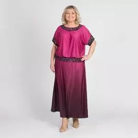 Платье вечернее с кружевной отделкой, эффектом «омбре» и блестками