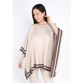 Пончо с контрастной отделкой
