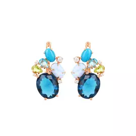 Серьги серебряные "Опаловая ночь"