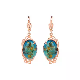 Серьги серебряные "Янтарные грани"