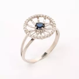 Серебряное кольцо "Синий круг"