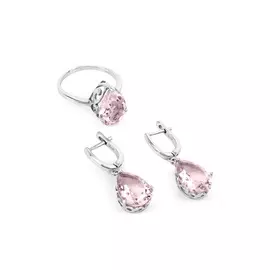 Серебряный набор (серьги+кольца) "Мятное очарование"