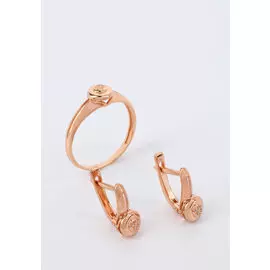 Серебряный набор (серьги+кольцо) "Бриллиантовый блеск"