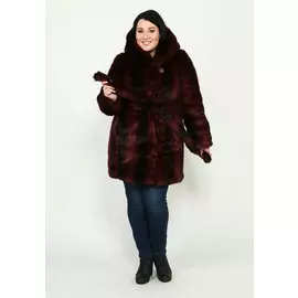 Шуба прямого силуэта с карманами и поясом