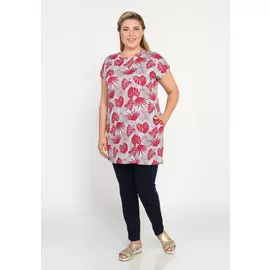 Туника свободная в полоску с коротким рукавом