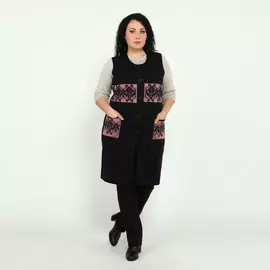 Жилет удлиненный с узором и карманами