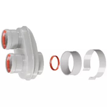 Адаптер моноблочный Rommer для перехода на двухтрубную систему 80/80 в комплекте хомут RCA-8080-210002