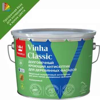 Антисептик кроющий Tikkurila Vinha Classic VC полуматовый прозрачный 9 л