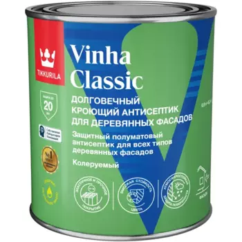 Антисептик кроющий Tikkurila Vinha Classic VVA полуматовый белый 0.9 л