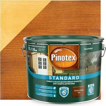 Антисептик Pinotex Standard цвет тиковое дерево 9 л