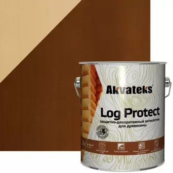 Антисептик защитно-декоративный Akvateks LOG Protect полуматовый орех 2.7 л