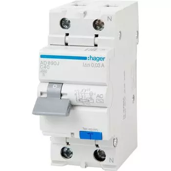 Автомат дифференциальный Hager AD890J 1P N C40 А 30 мА АС