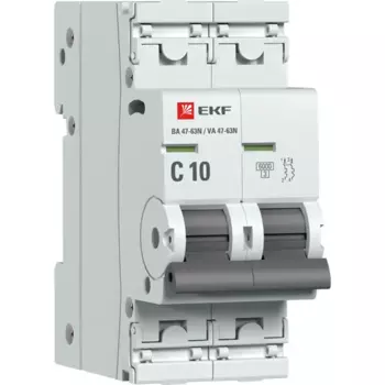 Автоматический выключатель EKF Proxima ВА47-63 2P N C10 А 6 кА