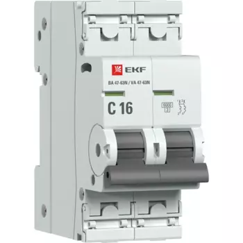 Автоматический выключатель EKF Proxima ВА47-63 2P N C16 А 6 кА