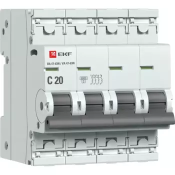 Автоматический выключатель EKF Proxima ВА47-63 4P N C20 А 6 кА