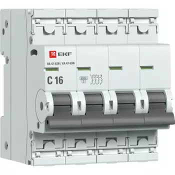 Автоматический выключатель EKF Proxima ВА47-63 4P N C16 А 6 кА