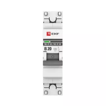 Автоматический выключатель EKF ВА47-63 1P B20 А 4.5 кА