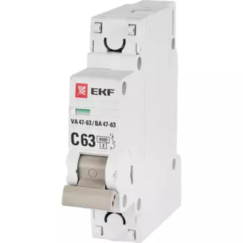 Автоматический выключатель EKF ВА47-63 1P C63 A 4.5 кА