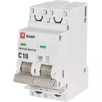 Автоматический выключатель EKF ВА47-63 2P C10 A 4.5 кА