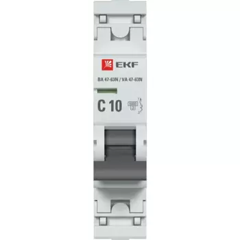 Автоматический выключатель EKF ВА47-63N 1P C10 А 6 кА