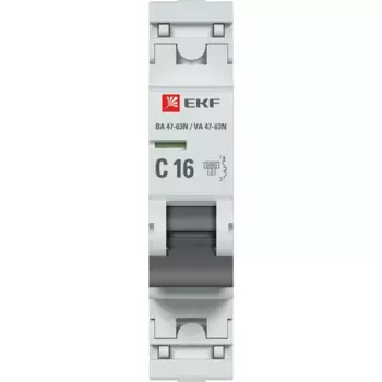 Автоматический выключатель EKF ВА47-63N 1P C16 А 6 кА