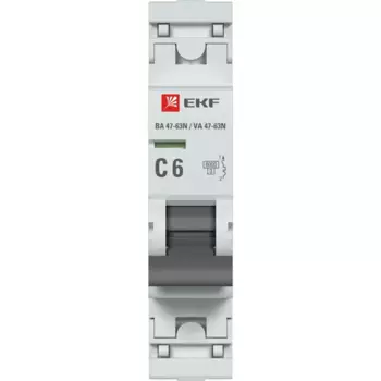 Автоматический выключатель EKF ВА47-63N 1P C6 А 6 кА