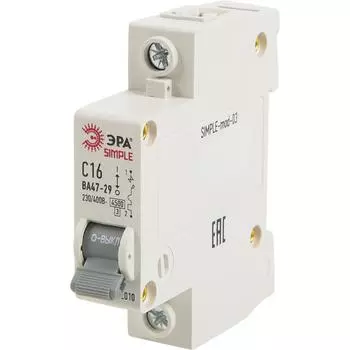 Автоматический выключатель Эра Simple ВА47-29 1P C16 А 4.5 кА