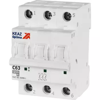 Автоматический выключатель КЭАЗ Opti Din BM63 3P C63 А 4.5 кА