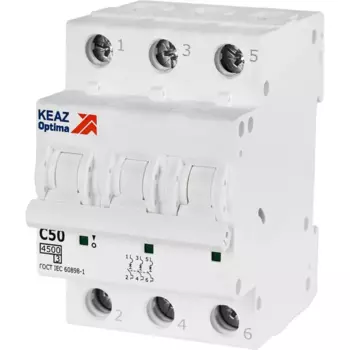 Автоматический выключатель КЭАЗ Opti Din BM63 3P C50 А 4.5 кА