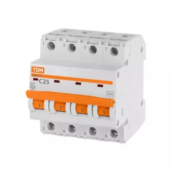 Автоматический выключатель TDM Electric ВА47-29 4Р C25 A 4.5 кА