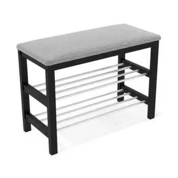 Банкетка Sheffilton Альберо 68x48x30 см 2 полки массив дерева цвет чёрный