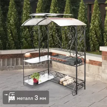 Барбекю на углях и дровах Лидер 100x150x215 см железо черный