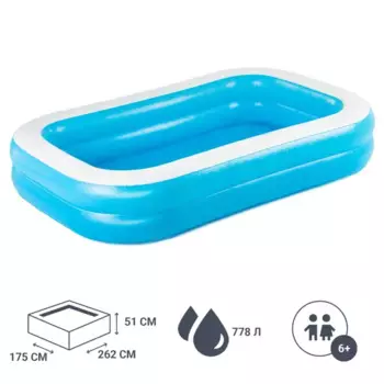 Бассейн надувной прямоугольный детский Bestway 54006 BW 262x175x51 см 778 л